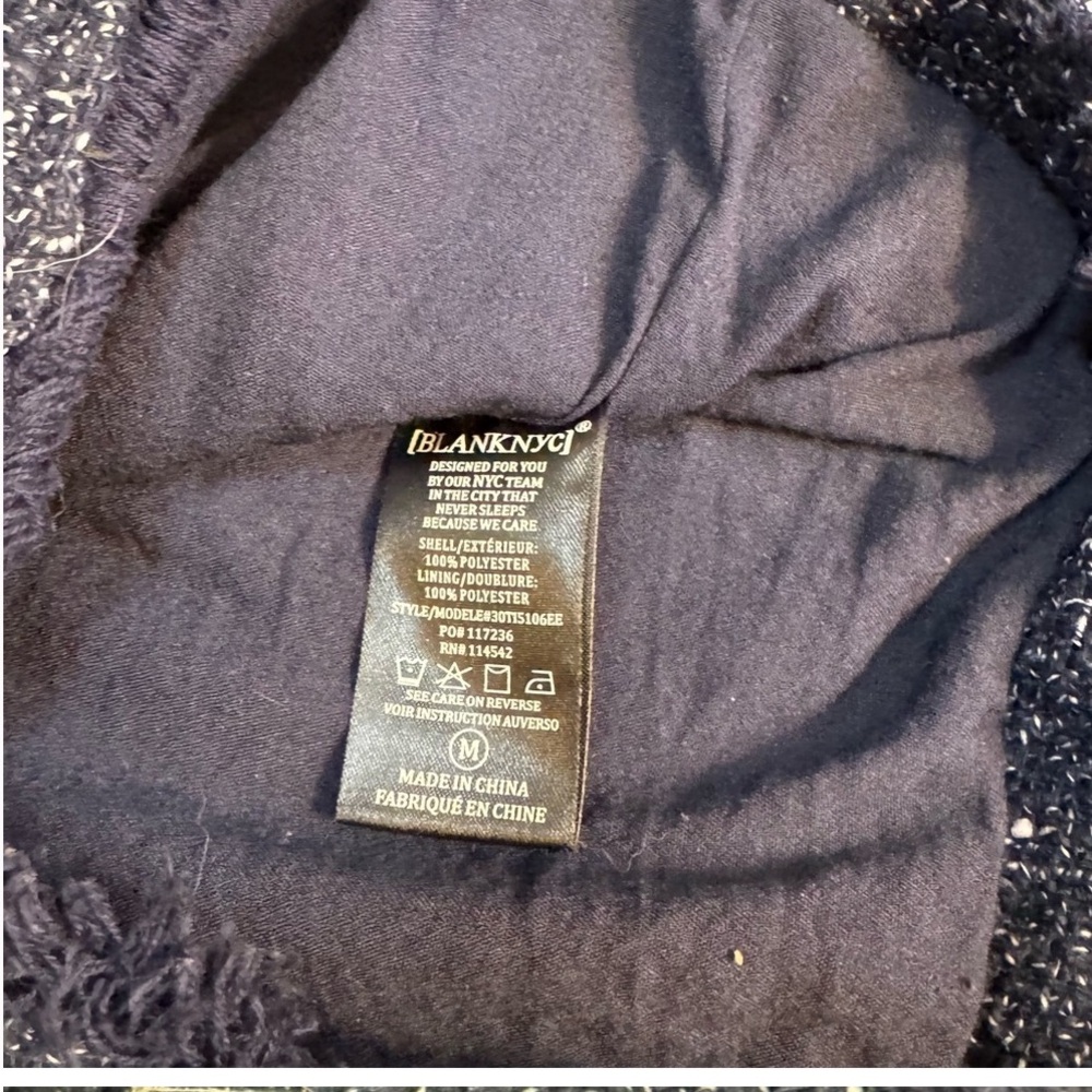 Blank NYC Navy Tweed Frayed Moto Jacket - Picture 8 of 11